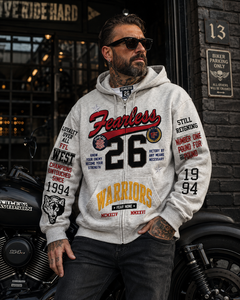 Sweat-shirt à capuche zippé personnalisé pour homme, avec broderie et appliqué lettres, style streetwear décontracté, fabricant sur mesure, faible MOQ - Product Image 1