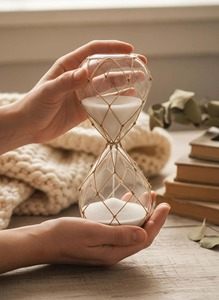 Rope Design Glass Sand Timer <b>Rustic</b> Hourglass Decor For Office <b>Desk</b> Home And Study Table Display Handcrafted From India - Product Image 5