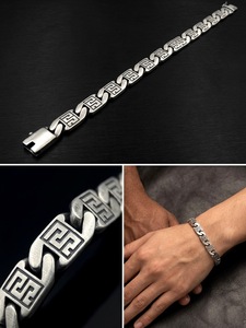 Custom 925 Sterling Silver Cuban Chain <b>Link</b> Necklace Geometric Pattern Hip Hop Unisex Everyday Wear Vintage Silver Jewelry - Product Image 2