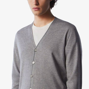 Venta Directa de Fábrica, Cárdigans de Invierno para Hombre, 100% Lana, Cuello en V Grueso, Color Sólido, Diseño Personalizado en Venta - Product Image 4