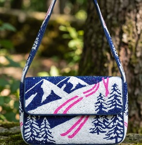 Stylish <b>Seed</b> Beaded Embroidered Canvas <b>Storage</b> Bag Mediterranean Scene Ethnic Jewelry Shoulder Bag Handmade Crossbody Purse - Product Image 2