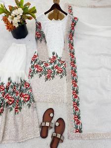 <b>Presenting</b> New <b>Eid</b> Collection In Pure Silk With Heavy Embroidery Sequence Work Top-Bottom And Dupatta Set Fully Stitched - Product Image 5