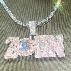 Colgante de letra del alfabeto hecho a medida con diamantes de moissanita, completamente cubierto de diamantes, colgante de letra personalizado de plata 925, colgante hip hop para hombre. - Product Image 1