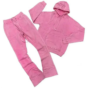 Conjunto Deportivo de Dos Piezas con Capucha, Estilo Vintage, 100% Algodón, Lavado Ácido, con Logotipo, para Invierno, con Forro Polar, Personalizable, para Gimnasio, Elástico - Product Image 5