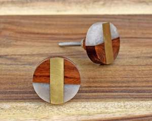 Elegantes pomos artesanales de madera, resina, metal y mármol para puertas de gabinetes de cocina, armarios, cajones, alacenas, muebles y decoración de interiores. - Product Image 5