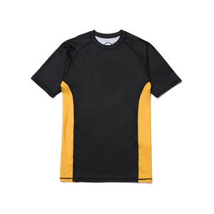Camiseta de Compresión Unisex de Manga Corta con Bloques de Color Negro y Verde Azulado para Entrenamiento de MMA y BJJ, Corte Regular para Adultos - Product Image 4