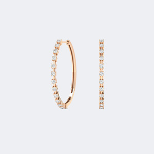 Boucles d'oreilles créoles larges serties de diamants ronds 1,70 carat au total - Product Image 3