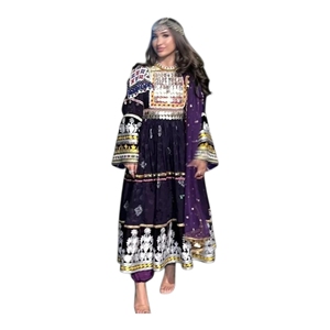 Robes Afghanes pour Femmes à Prix de Gros – Robe Longue Col Montant Manches Longues Coupe Évasée Style Kuchi pour Fêtes et Mariages – Culture Pashtun pour Adultes - Product Image 1