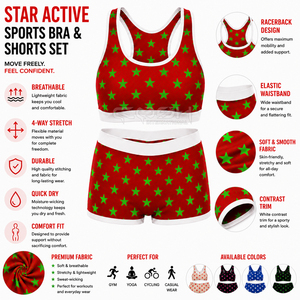 Conjunto Deportivo Cosh International Sisterhood Sorority con Logotipo Personalizado, Estampado Elegante con Estrellas Rojas y Verdes, Ropa Deportiva sin Costuras - Product Image 6