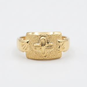 Bague signet texturée DIVYRO en or jaune, style classique, pour homme, à porter au quotidien - Product Image 1
