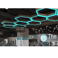 Plafonnier Led 110V-240V Led Hexagone Pendentif Pour Voiture Magasin Éclairage Hexagonal Pour Salon Voiture Atelier Garage Gym Bureau