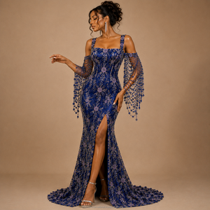 Luxury Eco-Friendly Cotton Floral Fabric Wedding Party Dress Gown Embroidered Shiny Beads Stones <b>Sequins</b> Rhinestones Net Fabric - Product Image 4