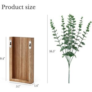Set di 2 Vasi da Parete in Legno con Piante Finte, Decorazione Rustica da Appendere, Eucalipto Artificiale per Interni - Product Image 5