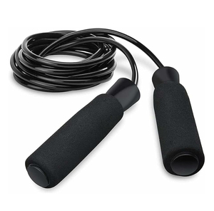Corde à sauter réglable en fil d'acier recouvert de PVC avec poignées lestées pour entraînement fitness, vente en gros OEM, personnalisable - Product Image 3