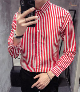 Camisa de Manga Larga para Hombre, Nueva Moda, Estilo Informal, Antiarrugas, Tejido de Punto, 100% Algodón, para Otoño y Fiestas - Product Image 1