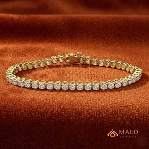 สร้อยข้อมือเทนนิสโมอิสซาไนต์ทรงกลมชุบทอง 18K เครื่องประดับแฟชั่นผู้หญิง หรูหรา ระยิบระยับ สง่างาม ของขวัญสุดพิเศษ สวมใส่ได้ทุกวัน - Product Image 1
