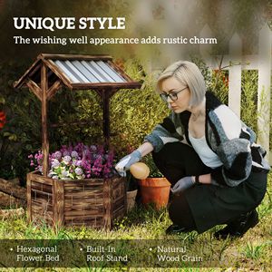 Fioriera Esagonale Rialzata in Legno con Tettoia Zincata, Vaso per Giardino e Fioriere, Colore Beige - Product Image 6