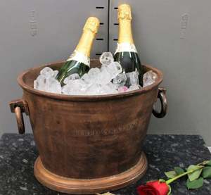 Gold Hammered Footed Metal Champagne Bowl Rustic Pedestal Tabletop Decor Luxury Vintage Style Bottle Chiller for Barware - Product Image 4