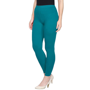 Women's Solid High Waist Peach Ankle Length Fitness Leggings with Rhinestone Quick Dry & Breathable Spandex - Product Image 1