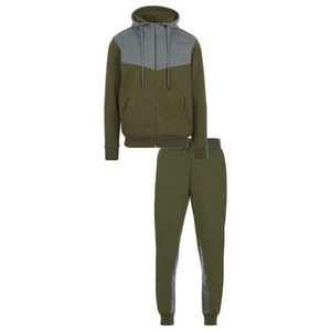 Men's Olive Green Color Blocking Tracksuit Full <b>Zip</b> <b>Hooded</b> Casual Regular Fit Polyester Cotton Autumn Wear With Side Pockets - Product Image 5