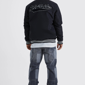 Veste pour homme avec logo personnalisé, broderie et patchwork, style Letterman Varsity, automne-hiver, veste de sport d'extérieur, manches en cuir - Product Image 6