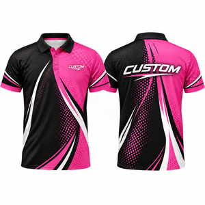 Custom Sublimation Printed Polo <b>Shirt</b> Unisex Quick Dry E-Sports Wear Pink Black White Design Adult Size - Product Image 4