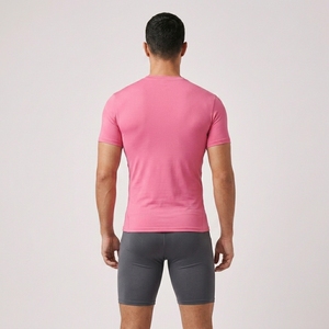 Camiseta de Compresión Rosa de Manga Corta para Hombre, Corte Ajustado, Secado Rápido, Cuello Redondo, Informal, para Entrenamiento - Product Image 5