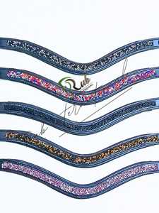 Premium <b>Leather</b> Horse Browband with Crystal Inlay - V-Shape Rhinestone Bling Browband for Equestrian Bridles - High-Quality Hors - Product Image 5