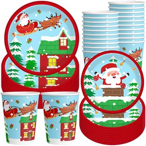 Ensemble de vaisselle de fête de Noël Capacité de 10 invités avec motif Elk du père Noël pour les décorations de vacances d'hiver et de fêtes de Noël - Product Image 1