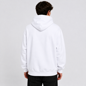 Sweat-shirt à capuche zippé blanc en molleton de coton uni, idéal pour l'hiver, avec logo personnalisé sur le devant, style streetwear décontracté - Product Image 2