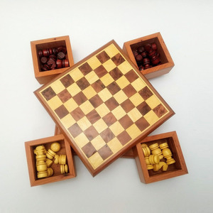 Handcrafted <b>Wooden</b> <b>Chess</b> <b>Set</b> With Storage Drawer And Carved Pieces Elegant Compact Board Game For Strategy Enthusiasts & Fun - Product Image 4