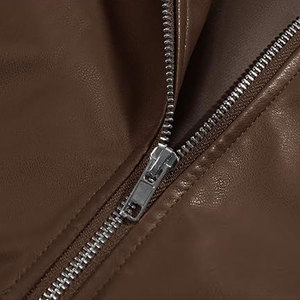 Custom Logo Winter Wear Men <b>Leather</b> <b>Bomber</b> <b>Jacket</b> With Turn Down High Quality Zipper Closure <b>Leather</b> <b>Jackets</b> <b>For</b> <b>Women</b> - Product Image 6
