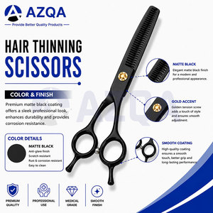 Stainless Steel Black Coated Hair Thinning Scissors With Textured Teeth Ergonomic Finger <b>Rings</b> And <b>Adjustable</b> Screw - Product Image 6