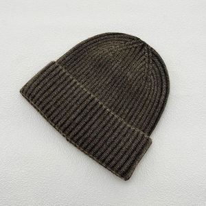 Bonnet unisexe en tricot côtelé rose uni, chaud et décontracté pour l'hiver, avec revers - Product Image 2