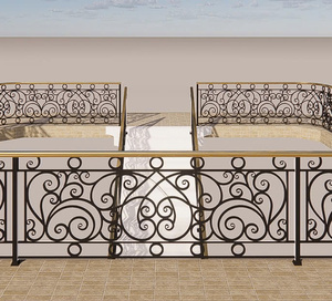 Collection de rampes d'escalier en fer haut de gamme : Sublimez les villas de luxe avec des balustres en fer forgé ornemental exquis et fabriqués à la main. - Product Image 4