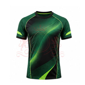 Camiseta de Fútbol para Hombre, Degradado Verde y Negro, Manga Corta, Cuello Redondo, Poliéster que Absorbe la Humedad, Ajuste Atlético, para Todas las Temporadas - Product Image 5