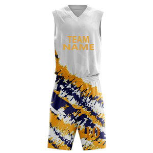 Conjunto de Uniforme de Baloncesto Sublimado Personalizado, Camiseta sin Mangas con Cuello en V Unisex, Pantalones Cortos con Cintura Elástica, Nombre del Equipo Impreso, Absorbe la Humedad - Product Image 1