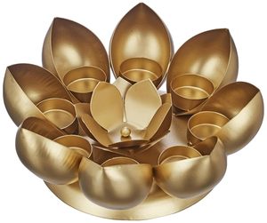 Luxury Gold Lotus Flower Metal Tea <b>Light</b> Candle Holder Wall Decor 8 Cup Floral Candle <b>Sconce</b> for Living Room Bedroom Dining Room - Product Image 2