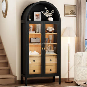 خزانة كتب منحنية من الخيزران بارتفاع 71 بوصة مع 5+ أدراج متعددة الوظائف بأسلوب المزرعة لغرفة المعيشة وقبو النبيذ - Product Image 3