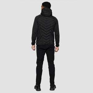 Veste matelassée à capuche noire pour homme, imperméable, coupe-vent, chaude, légère, fermeture éclair sur le devant, prix de gros - Product Image 4