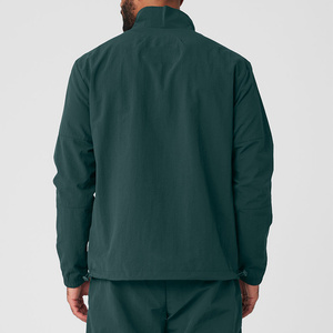 High Quality Two Piece Green Color Hooded Casual Jacket <b>Set</b> Drawstring Closure Breathable Unisex Nylon Polyester Streetwear - Product Image 2