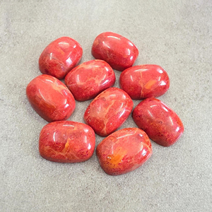 Coral Rojo Natural Esponjoso Rectangular, Cabujón con Base Plana, Gema Calibrada, Certificado por Terceros, Modelo Rajasthan NF-140 - Product Image 1