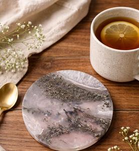 Posavasos de Ágata Musgosa Natural de Primera Calidad, Grabado con Diseño de Animal y Cruz Feng Shui, Hecho a Mano, Decoración para el Hogar y la Mesa - Product Image 3