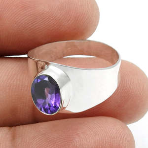 Anillo de estilo bohemio clásico para mujeres y hombres, anillo de plata de ley 925 con piedra preciosa de amatista, anillo bohemio hecho a mano. - Product Image 3