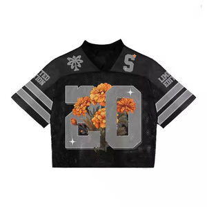 Camiseta de fútbol de alta calidad, extragrande, con cuello en V, estilo streetwear, personalizada, holgada, corta, de malla, para hombre. - Product Image 5