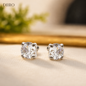 Classic <b>Earrings</b> Round Brilliant Cut Moissanite 925 Sterling <b>Silver</b> <b>Stud</b> <b>Earrings</b> Women Everyday Wear - Product Image 1