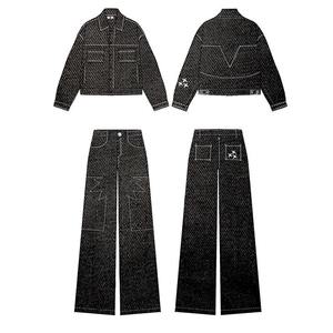 Conjuntos de Ropa Urbana Personalizada, Pantalones Vaqueros de Mezclilla, Traje Deportivo para Hombre, Ropa Urbana, Conjuntos de Pantalones Vaqueros con Lavado Ácido para Hombre - Product Image 2