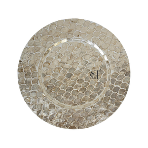 Luxury Handmade Round Mother of Pearl Inlay Charger <b>Plate</b> Scalloped Shell Mosaic Decorative Placemat for Hotel Tableware Decor - Product Image 1