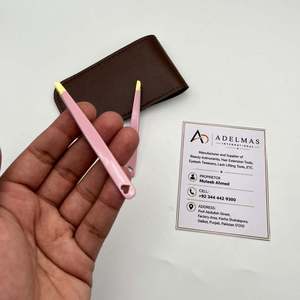 Juego de Pinzas Inclinadas de Oro Rosa con Diseño de Corazón, Estuche de Cuero Marrón, Pinzas para Cejas de Acero Inoxidable, Servicio OEM - Product Image 2