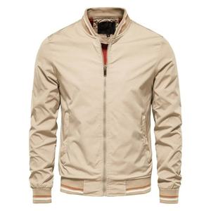 Chaqueta Bomber para Hombre con Logotipo Personalizado, Lavada, Transpirable, Cortavientos, Cuello Alto, Ligera, de Poliéster, con Cierre de Cremallera, Ropa Exterior Informal - Product Image 4
